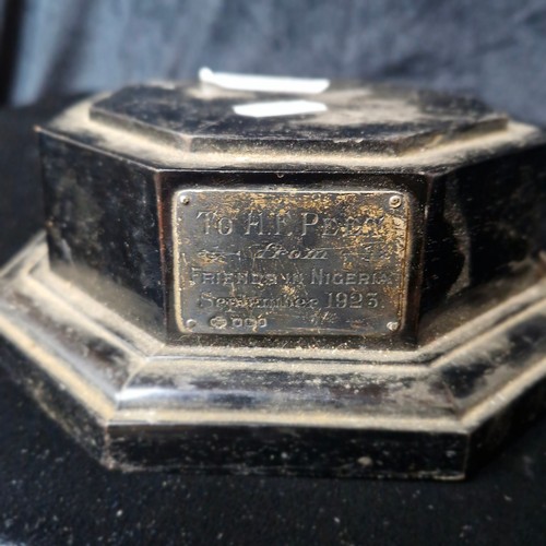 Two antique wooden display bases including a hexagonal example with ...