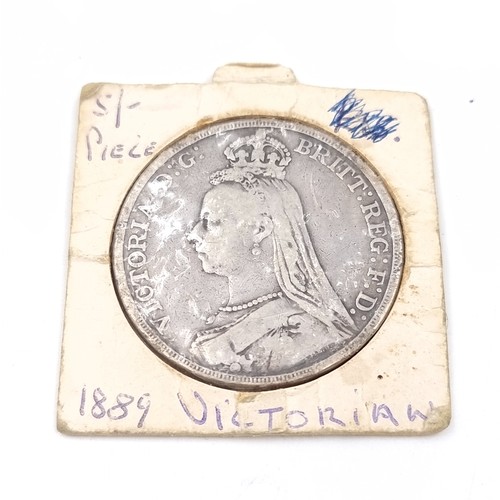 A 1889 Sterling Silver Crown Coin Queen Victoria.