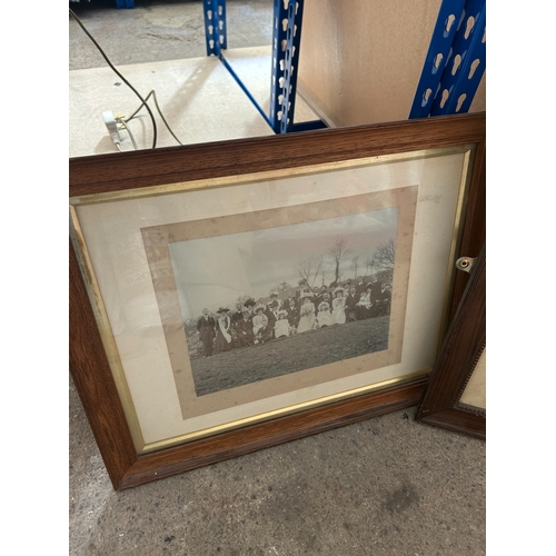 35 - Framed antique print, college cricketing print with cup, ‘Norman Taylor, Oxford’ another family port... 