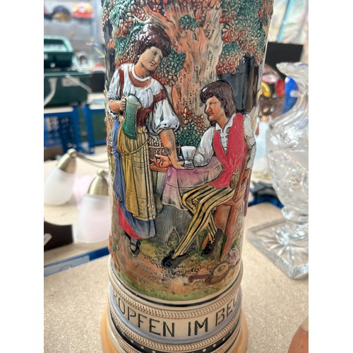 5 - Two very large German beer steins / tankards, the largest 54cm high (2)