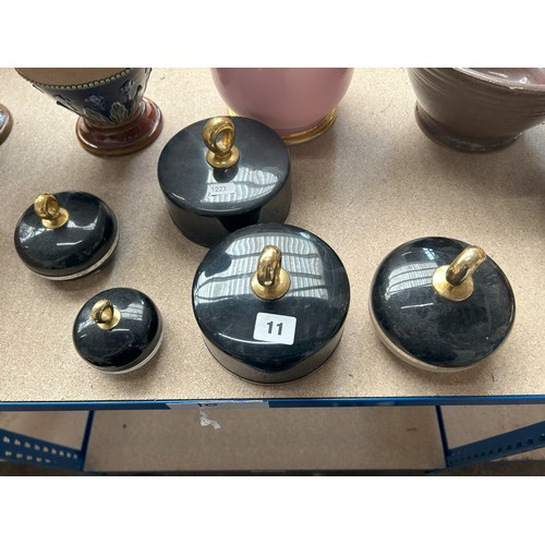 11 - Van Cleef & Arpels, group five vintage vacant ‘First’ scent jars and covers (5) and a silver plated ... 
