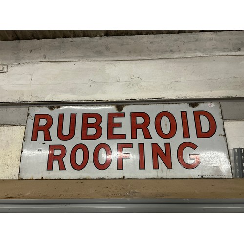 ‘Ruberoid Roofing’, original vintage enamel advertising sign, 45 x 122cm