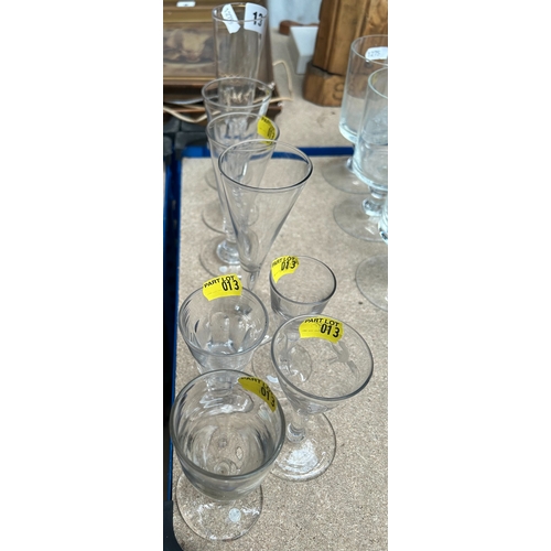 13 - A collection 18th century and later drinking glasses, ale flutes etc (8)