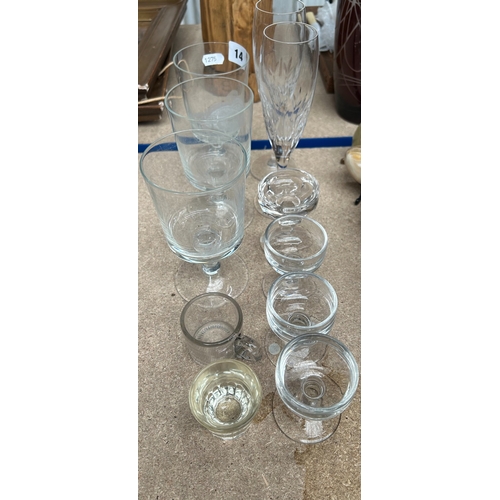 14 - Group of 19th century and later drinking glasses to include penny lick examples (11)