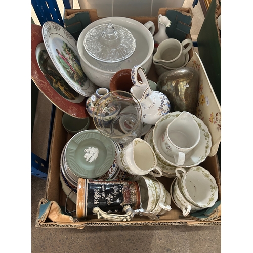 22 - Mixed decorative ceramics and glass to include 19th century tea set, Wedgwood etc