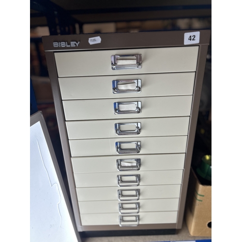42 - Bisley office filing cabinet of ten drawers