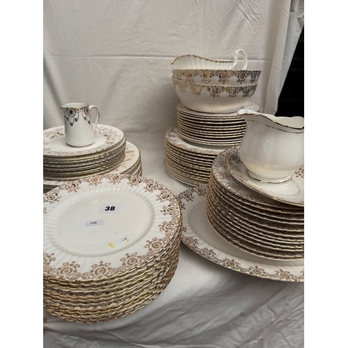 38 - Quantity of Paragon and other white and gilt bordered porcelain dinner wares (75 pieces approx)