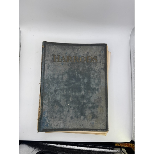 49 - Early Harrods hardback catalogue, collection of unframed botanical and other prints, antique photogr... 