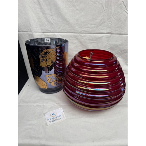 56 - Two Partylite glass vases / centrepieces