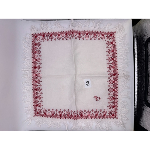 60 - Group antique and later embroidered table linens etc