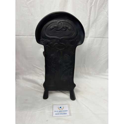 42 - French Art Deco style bronzed mantle / table clock, 41cm high