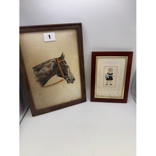 1 - Edwardian portrait of a horse, watercolour on paper, framed and glazed, French gallery label verso, ... 