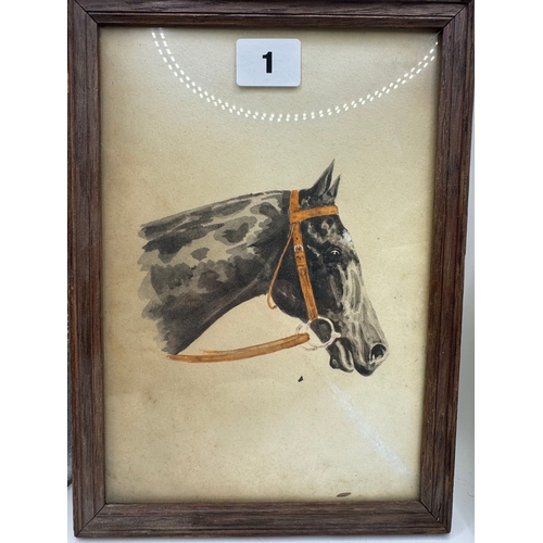 1 - Edwardian portrait of a horse, watercolour on paper, framed and glazed, French gallery label verso, ... 