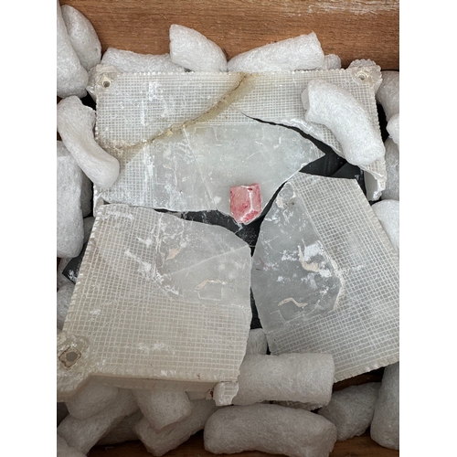 11 - Antique indian carved white alabaster temple model after the Taj Mahal (AF) in an old pine box, with... 