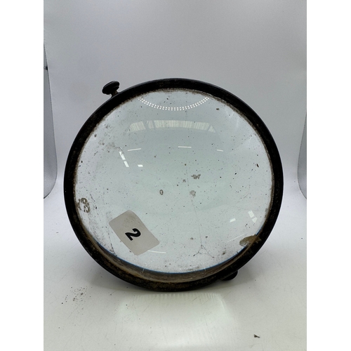 2 - Antique lantern magnifying lens, 16cm diameter