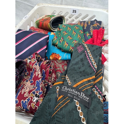 25 - Mixed collection vintage silk ties, various designs, makers etc
