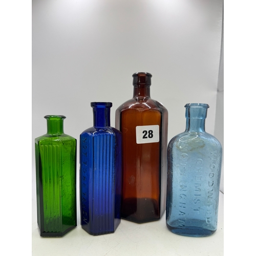 28 - Mixed collection of antique chemists and other glass bottles