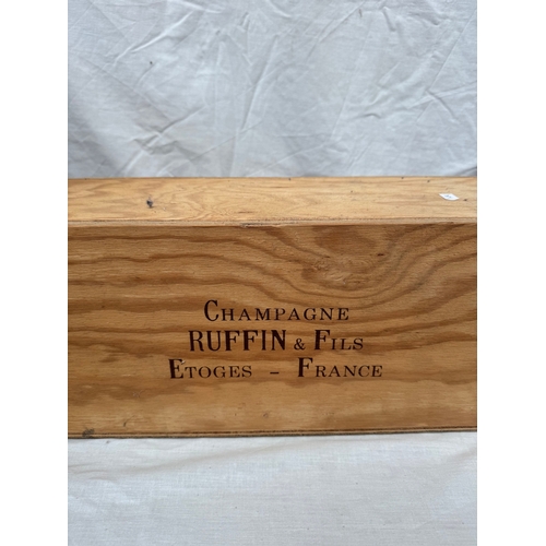 7 - Large pine Methuselah case (empty) marked Champagne Ruffin & Fils, Etoges - France, 64cm high