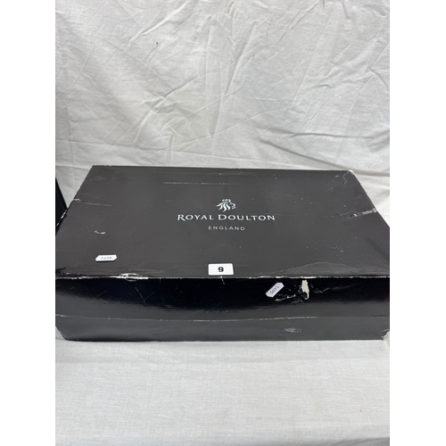 9 - Boxed Royal Doulton crystal wine service comprising decanter and four wine glasses