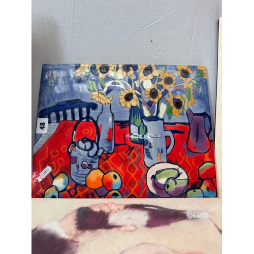 34 - Group of decorative ceramic panels and other French cafe artwork panels