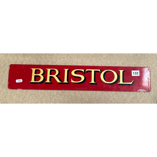 Vintage painted ‘Bristol’ fire brigade sign, 57.5 x 10cm