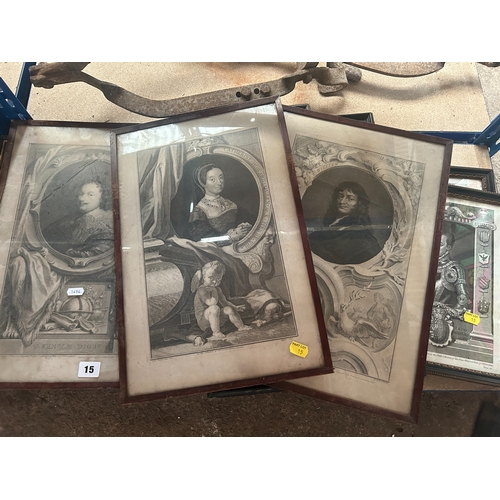 15 - Group of 18th century and later portrait engravings and other prints