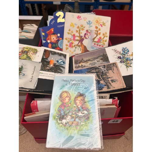 49 - Box of vintage greetings cards and ephemera