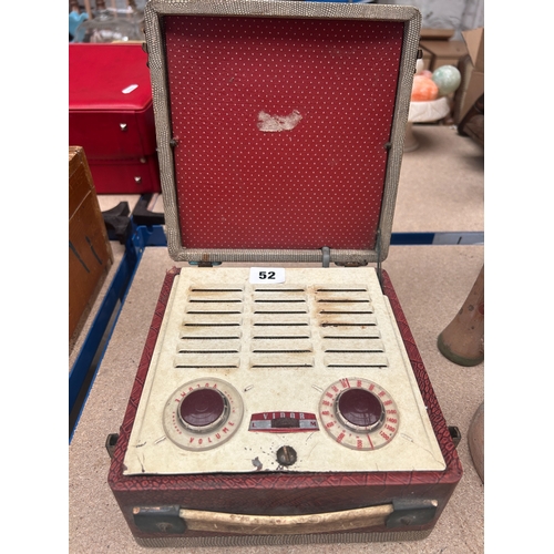 52 - Small vintage cased Vidor portable valve radio