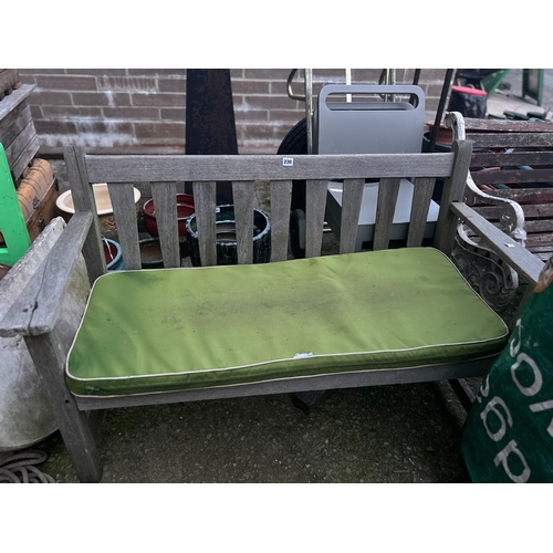 25 - Weathered silver teak slatted garden bench