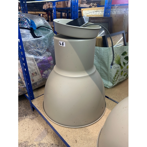 48 - Tall pair of large industrial type ceiling lights, each 55cm high