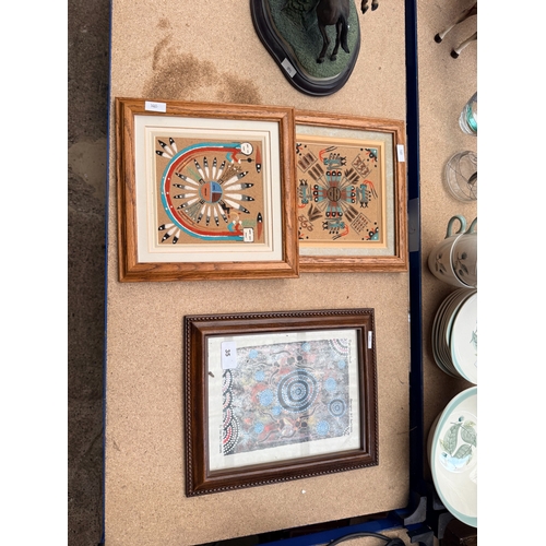 35 - Pair of Navaho sand art medicine man pictured together with another art work titles 'The two lovers ... 