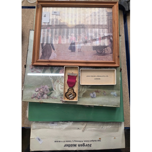 10 - Collection of various items to include sheet music, pictured and Masonic stewards jewel