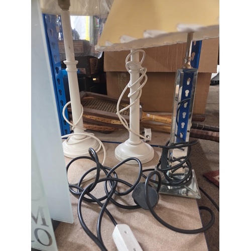 19 - Collection of wall lights and lamp bases.