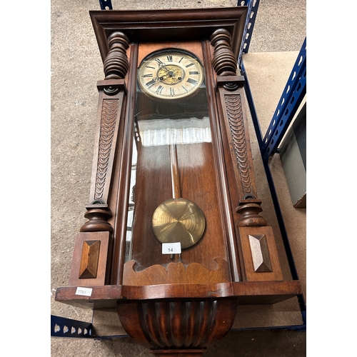 14 - Large vintage longcase clock with carved wooden case
