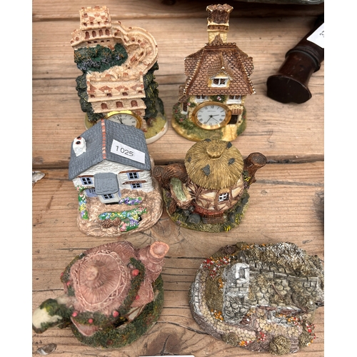 36 - Collection of miniature cottage 'Fairy Houses' together with two similar clock examples (6)