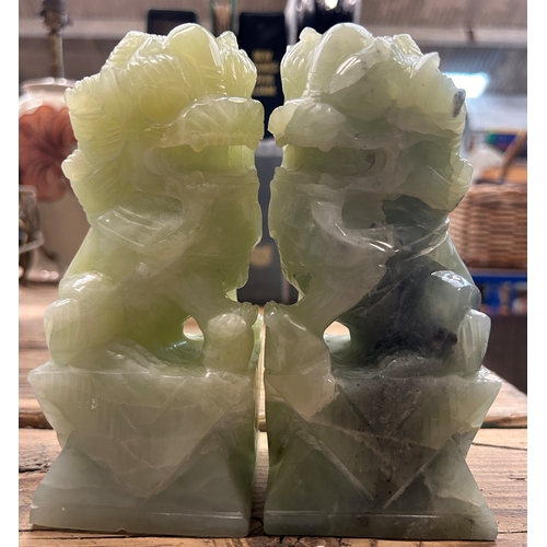 5 - Pair of hand carved  jade Chinese Foo Dogs