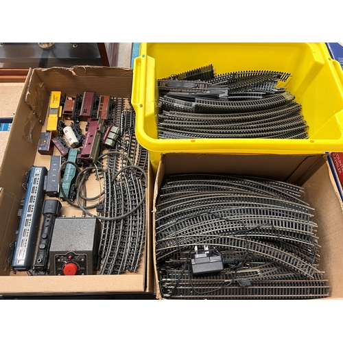 12 - Collection of OO gauge locomotives, wagons and carriages together with a large quantity of track (he... 