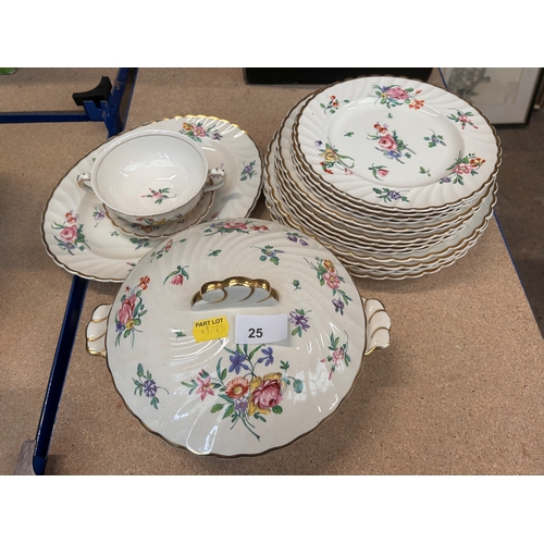 25 - Clarice Cliff 'Old Bristol Porcelain' pattern dinner service to include lidded tureen, plates etc