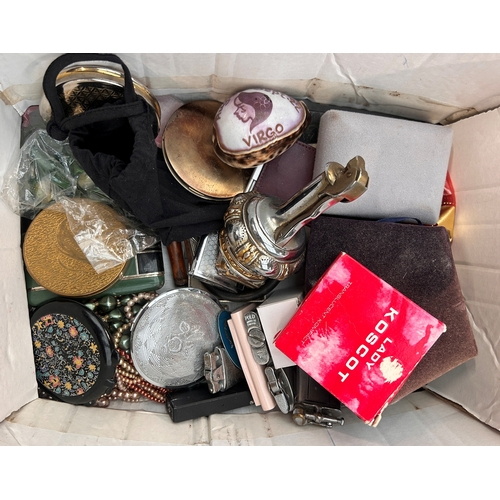 47 - Mixed assortment of bijouterie and collectables to include compacts, lighters, costume jewellery etc