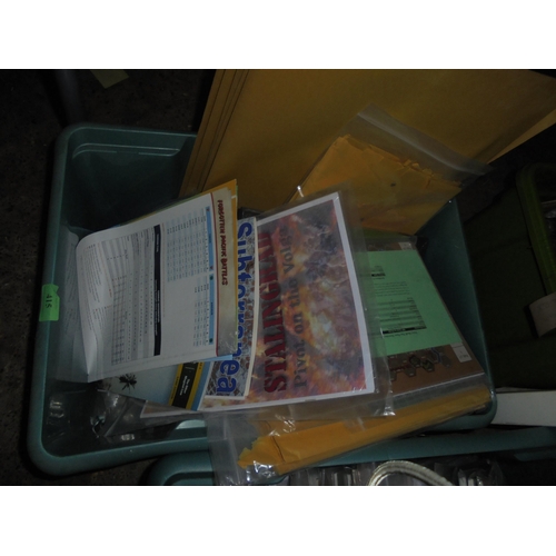 415 - A crate containing a large amount of leaflets, instructions, gaming magazines and war game strategy ... 