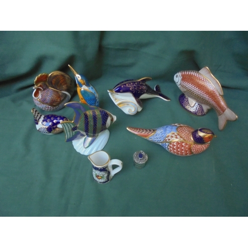 149 - Royal Crown Derby figures from the Collectors Club with seals with silver or gold to include fish an... 