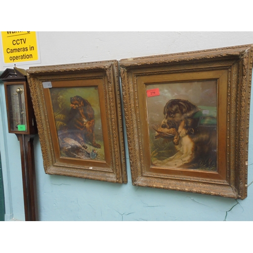 279 - Important pair of India proof paintings by R.A. Landseer in heavy Victorian gold frames being 'Retri... 