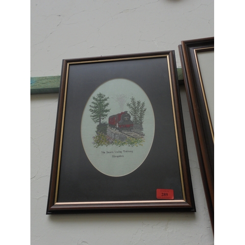 289 - Small framed wool work picture entitled 'The Seven Valley Railways, Shropshire'