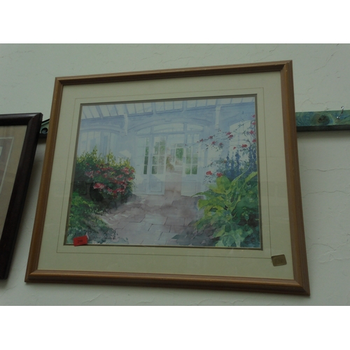 290 - Framed picture of a country house conservatory