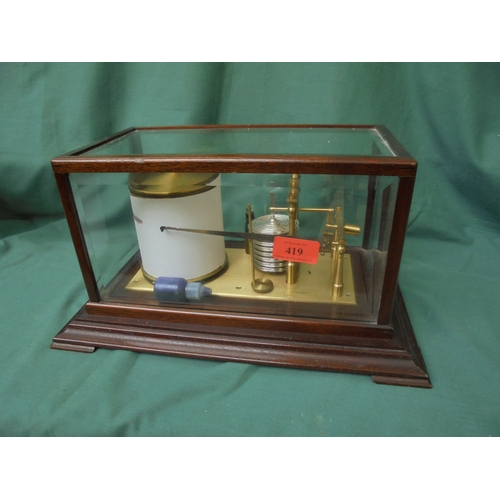 419 - Modern weather station in glass case by O. Comitti and Sons, London (Barograph)