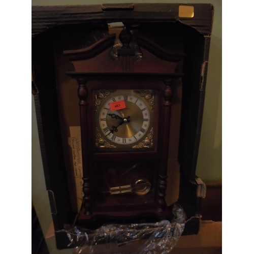 483 - Modern wall clock of antique design (quartz movement) having Westminster chimes on the hour