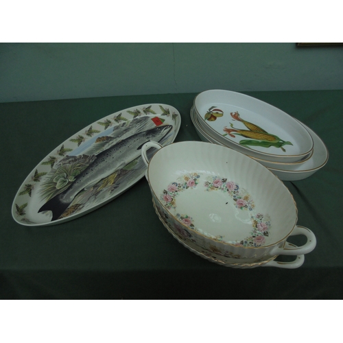 63 - 6 china serving dishes, some being Royal Worcester