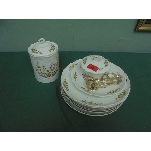 65 - Selection of items by Aynsley with flower design incl. plates and 2 containers