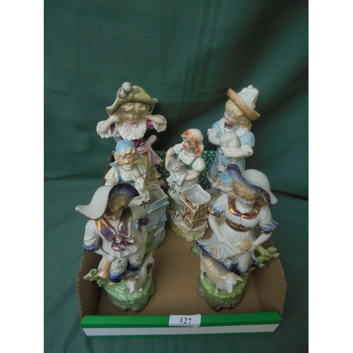 127 - 6 Victorian hollow figurines of various subjects