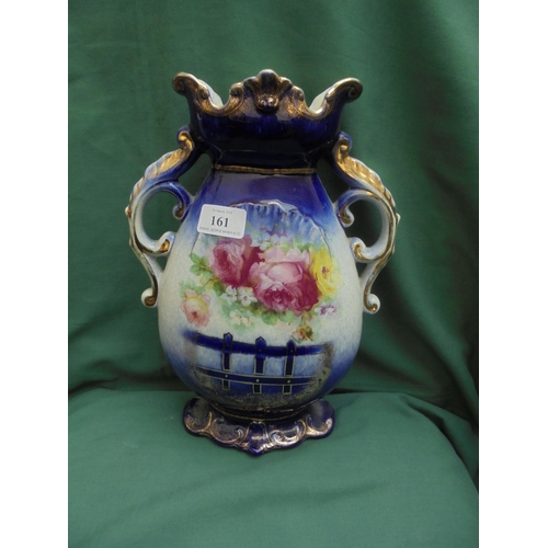 161 - Single Victorian decorated vase with roses